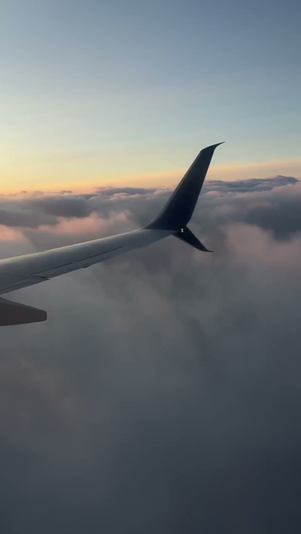 A plane wing above the clouds
